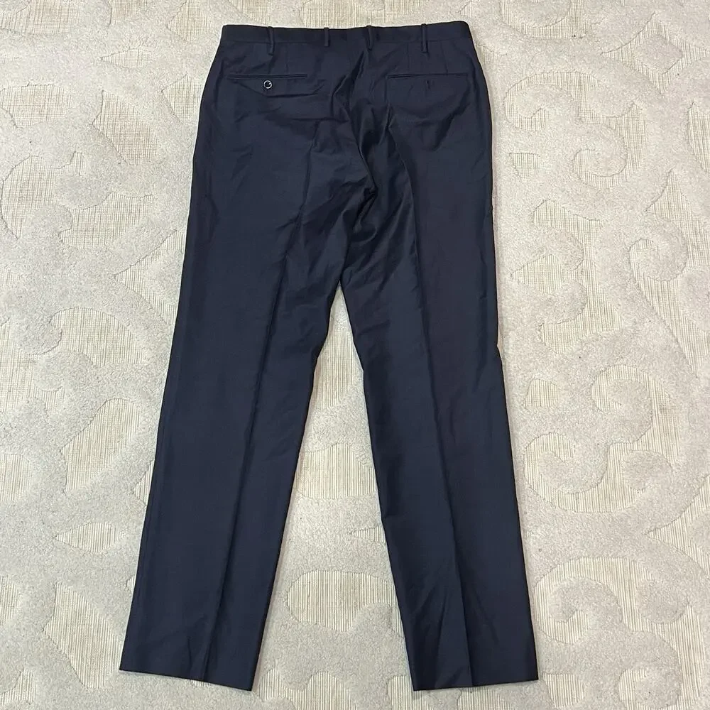 INCOTEX Pants Mens 34 (33x30) Slowear Classic Fit Wool Trousers Navy Blue EUC